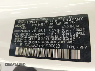 2024 Hyundai Kona Limited with VIN KM8HECA37RU100628, listed as a IAAI auction lot 40641966 with 5,743 mi miles. Bid and sale history available at carsss.com. Image 9.