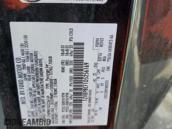2013 Ford Mustang GT with VIN 1ZVBP8CF1D5256169, listed as a Copart auction lot 50200145 with 70,323 mi miles and Salvage title. Bid and sale history available at DreamBid. Image 14.