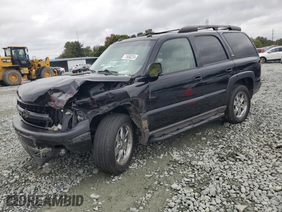 2005 Chevrolet Tahoe Z71 with VIN 1GNEK13T25R166929, listed as a Copart auction lot 71658224 with 0 mi miles and Salvage Title. Bid and sale history available at carsss.com. Image 1.