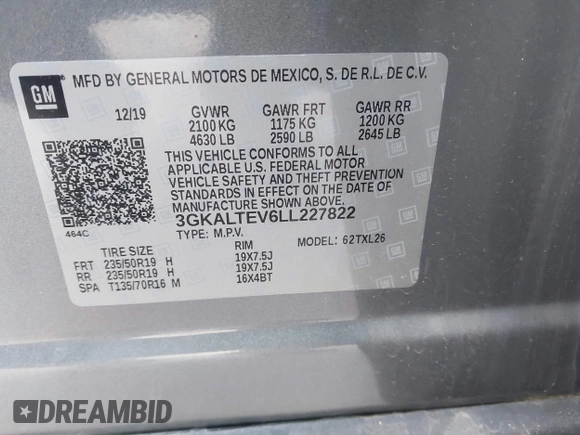 2020 GMC Terrain SLE with VIN 3GKALTEV6LL227822, listed as a IAAI auction lot 41330529 with 31,833 mi miles. Bid and sale history available at carsss.com. Image 9.