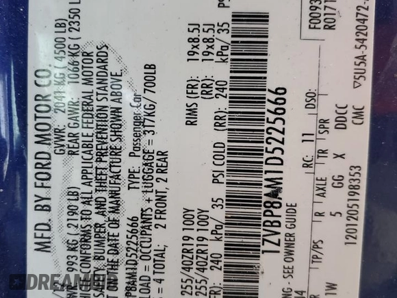2013 Ford Mustang V6 with VIN 1ZVBP8AM1D5225666, listed as a Copart auction lot 45100445 with 51,588 mi miles and Salvage Title. Bid and sale history available at carsss.com. Image 13.