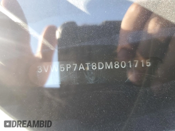2013 Volkswagen Beetle 50s Edition with VIN 3VW5P7AT8DM801715, listed as a Copart auction lot 57487785 with 107,585 mi miles and Salvage title. Bid and sale history available at DreamBid. Image 12.