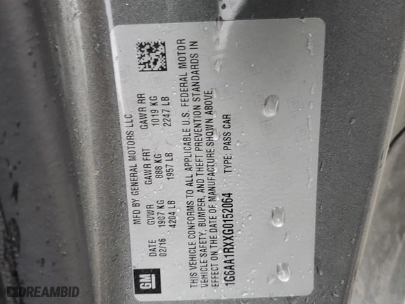 2016 Cadillac ATS Coupe Standard RWD with VIN 1G6AA1RXXG0152064, listed as a Copart auction lot 48210955 with NaN miles and Salvage Title. Bid and sale history available at carsss.com. Image 12.