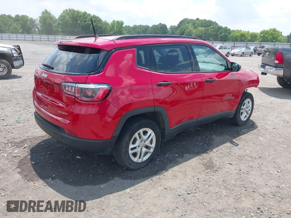 2018 Jeep Compass Sport z VIN 3C4NJCAB6JT487634, wystawiony jako IAAI lot #42405806 z przebiegiem 145 148 mil mil oraz . Historia ofert i sprzedaży dostępna na DreamBid. Obrazek 4.
