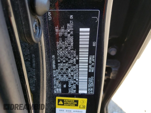 2010 Toyota Highlander Limited with VIN JTEJW3EH3A2041890, listed as a Copart auction lot 48629355 with 182,328 mi miles and Clean title. Bid and sale history available at DreamBid. Image 13.
