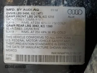 2018 Audi Q5 Premium with VIN WA1ANAFY6J2158593, listed as a Copart auction lot 60899955 with 141,479 mi miles and Clean title. Bid and sale history available at DreamBid. Image 12.
