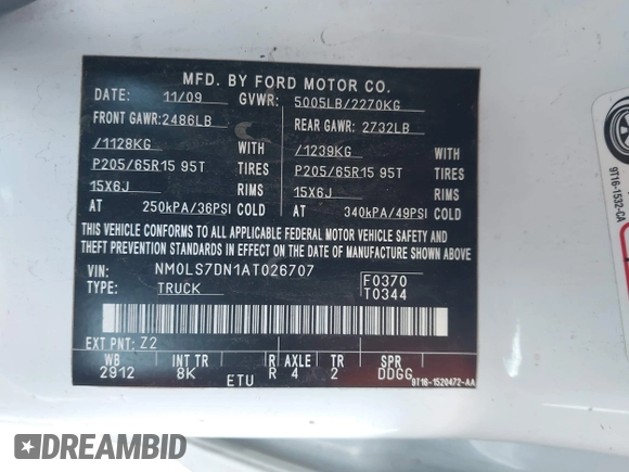 2010 Ford Transit Connect XLT z VIN NM0LS7DN1AT026707, wystawiony jako IAAI lot #42373335 z przebiegiem 204 252 mil mil oraz . Historia ofert i sprzedaży dostępna na DreamBid. Obrazek 9.