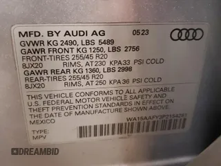 2023 Audi Q5 Sportback S line Premium Plus with VIN WA15AAFY3P2154281, listed as a Copart auction lot 49456025 with 19,896 mi miles and Salvage title. Bid and sale history available at DreamBid. Image 14.