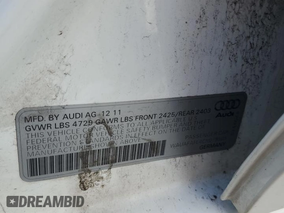 2012 Audi A4 2.0T Premium with VIN WAUAFAFL4CN019505, listed as a Copart auction lot 44648125 with 103,675 mi miles and Salvage Title. Bid and sale history available at carsss.com. Image 13.
