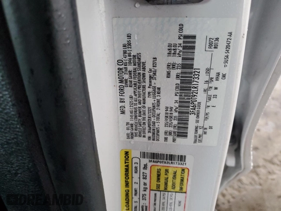2020 Ford Fusion SE z VIN 3FA6P0T92LR173321, wystawiony jako Copart lot #86585494 z przebiegiem 102 285 mil mil oraz Szkoda całkowita • Salvage title. Historia ofert i sprzedaży dostępna na DreamBid. Obrazek 14.