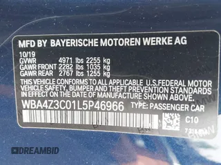 2020 BMW 4 Series 430i xDrive z VIN WBA4Z3C01L5P46966, wystawiony jako IAAI lot #42670819 z przebiegiem 73 208 mil mil oraz . Historia ofert i sprzedaży dostępna na DreamBid. Obrazek 9.