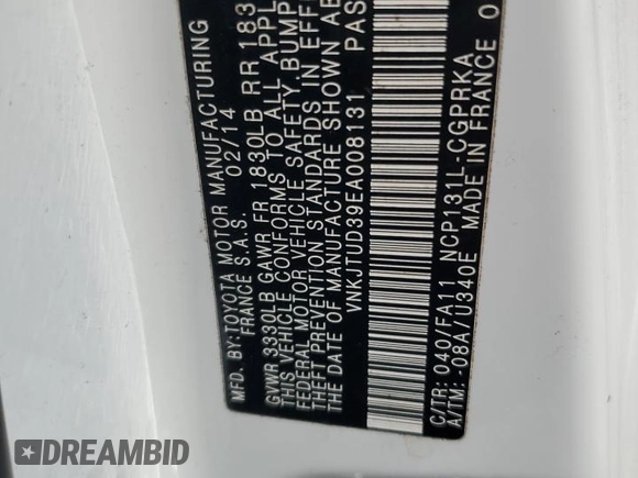 2014 Toyota Yaris L with VIN VNKJTUD39EA008131, listed as a Copart auction lot 44997805 with 82,429 mi miles and Salvage Title. Bid and sale history available at carsss.com. Image 14.