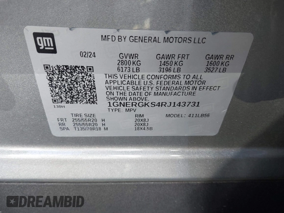 2024 Chevrolet Traverse FWD LT with VIN 1GNERGKS4RJ143731, listed as a IAAI auction lot 41409097 with 12,632 mi miles and . Bid and sale history available at DreamBid. Image 9.