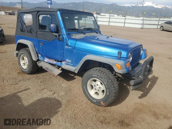 2003 Jeep Wrangler Sport with VIN 1J4FA49S53P350281, listed as a Copart auction lot 56634005 with 158,974 mi miles and Salvage title. Bid and sale history available at DreamBid. Image 4.