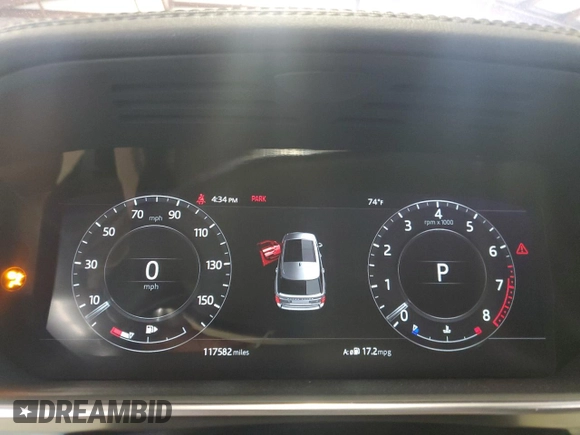 2018 Land Rover Range Rover with VIN SALGR2RV1JA383840, listed as a Copart auction lot 56894215 with 117,582 mi miles and Clean title. Bid and sale history available at DreamBid. Image 9.