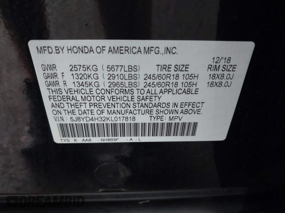 2019 Acura MDX with VIN 5J8YD4H32KL017818, listed as a IAAI auction lot 42517763 with 81,845 mi miles and . Bid and sale history available at DreamBid. Image 9.