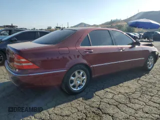 2000 Mercedes-Benz S-Class with VIN WDBNG70J1YA096776, listed as a Copart auction lot 72471394 with 87,252 mi miles and Salvage Title. Bid and sale history available at carsss.com. Image 3.