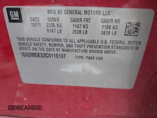 2012 Cadillac CTS with VIN 1G6DM5E32C0116197, listed as a IAAI auction lot 41169118 with 117,062 mi miles and . Bid and sale history available at DreamBid. Image 9.