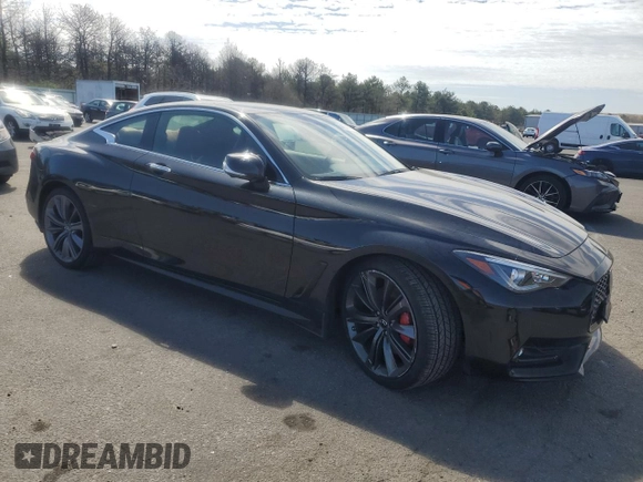 2022 Infiniti Q60 Red Sport 400 with VIN JN1FV7LL8NM681098, listed as a Copart auction lot 54364875 with 17,216 mi miles and Salvage title. Bid and sale history available at DreamBid. Image 4.