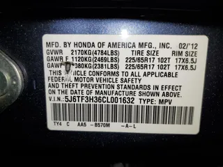 2012 Honda Crosstour EX with VIN 5J6TF3H36CL001632, listed as a Copart auction lot 51768845 with 216,886 mi miles and Salvage Title. Bid and sale history available at carsss.com. Image 15.