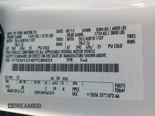 2015 Ford F-150 XL с VIN 1FTEW1CF4FFC86533, выставлен на аукционе Copart как лот 62215525 с пробегом 111 323 миль миль и Списание • Salvage title. История ставок и продаж доступна на DreamBid. Изображение 12.