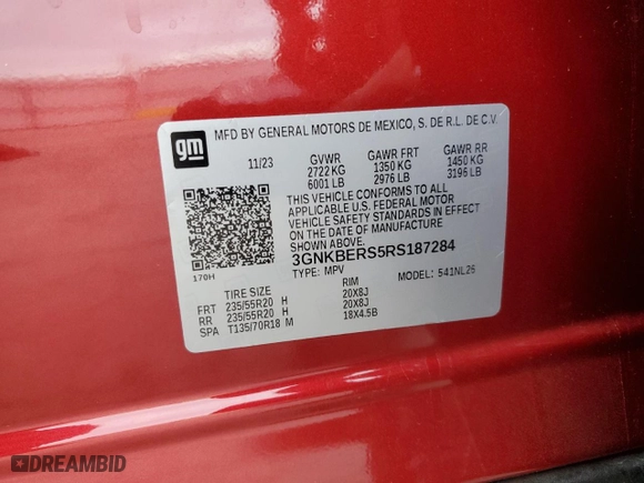 2024 Chevrolet Blazer RS with VIN 3GNKBERS5RS187284, listed as a Copart auction lot 85164194 with 5,694 mi miles and Salvage Title. Bid and sale history available at carsss.com. Image 13.