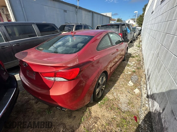 2014 Hyundai Elantra Coupe with VIN KMHDH6AH9EU025573, listed as a Copart auction lot 87049884 with 103,713 mi miles and Clean Title. Bid and sale history available at carsss.com. Image 4.
