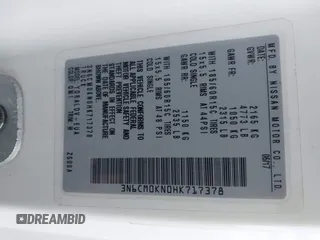2017 Nissan NV200 SV с VIN 3N6CM0KN0HK717378, выставлен на аукционе IAAI как лот 42234745 с пробегом 110 476 миль миль и . История ставок и продаж доступна на DreamBid. Изображение 9.