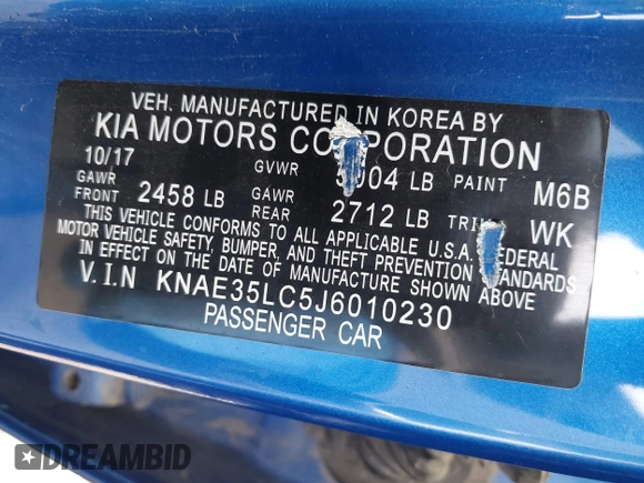 2018 Kia Stinger GT with VIN KNAE35LC5J6010230, listed as a IAAI auction lot 41924415 with 123,572 mi miles. Bid and sale history available at carsss.com. Image 9.