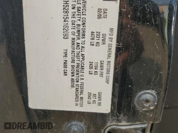2005 Pontiac G6 GT with VIN 1G2ZH528154162093, listed as a Copart auction lot 59171695 with 250,407 mi miles and Salvage title. Bid and sale history available at DreamBid. Image 12.