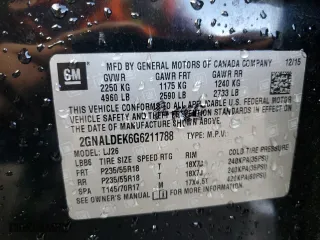 2016 Chevrolet Equinox LTZ with VIN 2GNALDEK6G6211788, listed as a Copart auction lot 46547735 with 60,024 mi miles and Salvage Title. Bid and sale history available at carsss.com. Image 14.