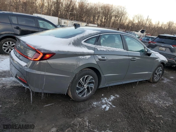 2021 Hyundai Sonata Hybrid Blue with VIN KMHL24JJ9MA035508, listed as a Copart auction lot 85812354 with 48,184 mi miles and Salvage Title. Bid and sale history available at carsss.com. Image 3.