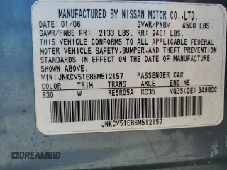 2006 Infiniti G35 with VIN JNKCV51E86M512157, listed as a Copart auction lot 70237094 with 162,704 mi miles and Salvage Title. Bid and sale history available at DreamBid. Image 12.
