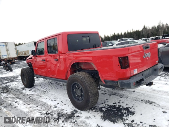 2020 Jeep Gladiator Overland with VIN 1C6HJTFG9LL152701, listed as a Copart auction lot 80737794 with 61,654 mi miles and Salvage title. Bid and sale history available at DreamBid. Image 2.