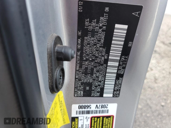 2012 Toyota Sienna XLE AAS z VIN 5TDYK3DC7CS220708, wystawiony jako Copart lot #58295075 z przebiegiem 154 529 mil mil oraz Szkoda całkowita • Salvage title. Historia ofert i sprzedaży dostępna na DreamBid. Obrazek 13.