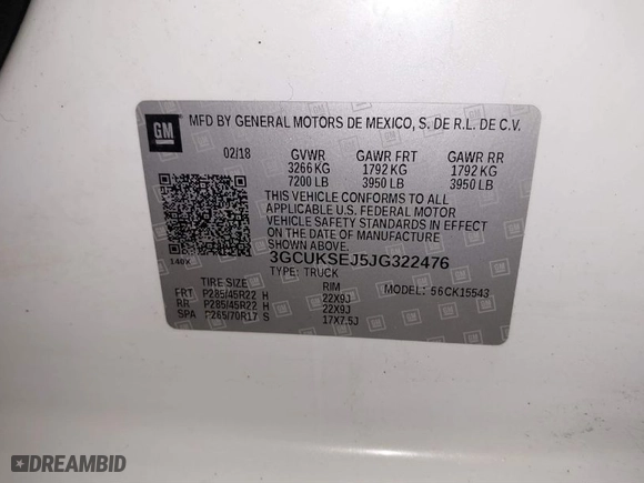 2018 Chevrolet Silverado 1500 LTZ with VIN 3GCUKSEJ5JG322476, listed as a IAAI auction lot 41393943 with 83,141 mi miles. Bid and sale history available at carsss.com. Image 9.