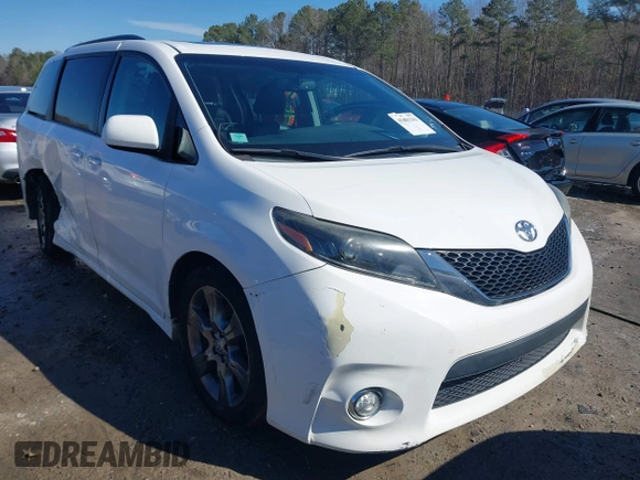 2015 Toyota Sienna SE with VIN 5TDXK3DC4FS658148, listed as a IAAI auction lot 41601341 with 110,329 mi miles. Bid and sale history available at carsss.com. Image 1.