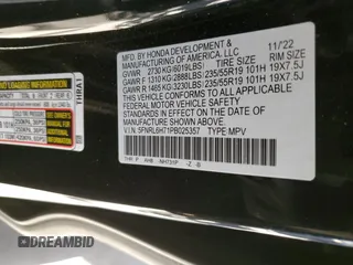 2023 Honda Odyssey Sport with VIN 5FNRL6H71PB025357, listed as a Copart auction lot 45682075 with 56,291 mi miles and Salvage Title. Bid and sale history available at carsss.com. Image 15.