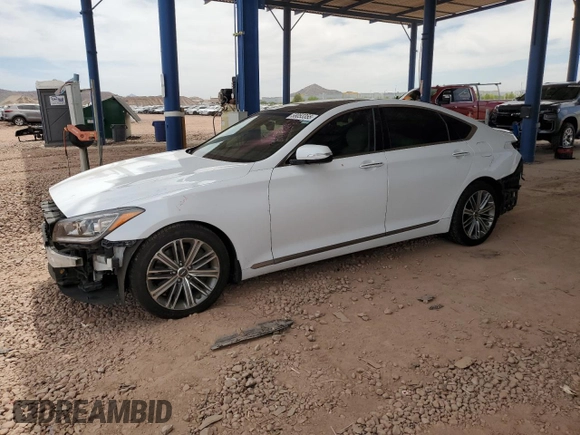 2018 Genesis G80 3.8L z VIN KMHGN4JE3JU285266, wystawiony jako Copart lot #58053355 z przebiegiem 69 335 mil mil oraz Szkoda całkowita • Salvage title. Historia ofert i sprzedaży dostępna na DreamBid. Obrazek 1.