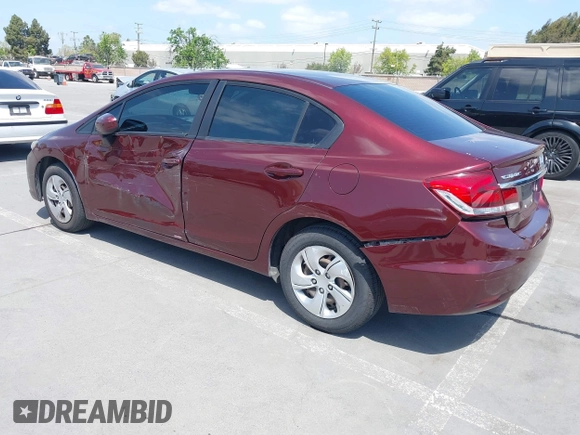 2014 Honda Civic LX with VIN 19XFB2F53EE241116, listed as a IAAI auction lot 42058308 with 204,734 mi miles and . Bid and sale history available at DreamBid. Image 3.