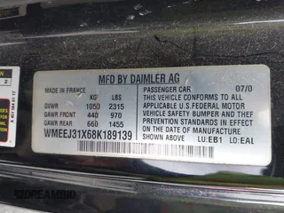 2008 Smart fortwo Pure with VIN WMEEJ31X68K189139, listed as a IAAI auction lot 42126253 with 54,767 mi miles and . Bid and sale history available at DreamBid. Image 9.