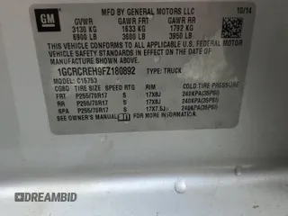 2015 Chevrolet Silverado 1500 LT with VIN 1GCRCREH9FZ180892, listed as a Copart auction lot 47657095 with 164,936 mi miles and Salvage Title. Bid and sale history available at carsss.com. Image 12.