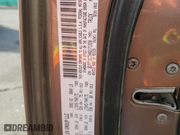 2010 Dodge 2500 ST with VIN 3D7TT2CTXAG171220, listed as a Copart auction lot 58321375 with 183,169 mi miles and Salvage title. Bid and sale history available at DreamBid. Image 14.
