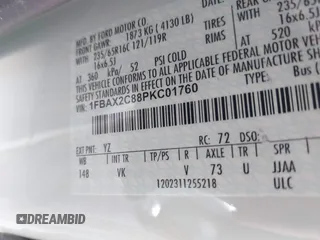 2023 Ford Transit Passenger XL with VIN 1FBAX2C88PKC01760, listed as a IAAI auction lot 42161687 with 15,680 mi miles and . Bid and sale history available at DreamBid. Image 9.