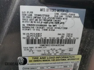 2005 Ford Freestyle SEL с VIN 1FMZK02105GA32268, выставлен на аукционе Copart как лот 63659795 с пробегом Не указан миль и Списание • Salvage title. История ставок и продаж доступна на DreamBid. Изображение 13.
