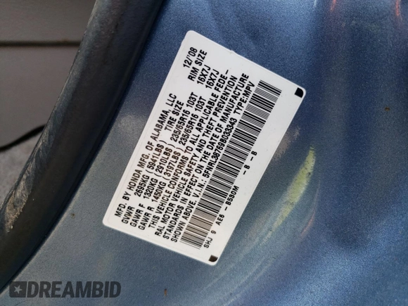 2009 Honda Odyssey EX-L с VIN 5FNRL38769B033343, выставлен на аукционе Copart как лот 59942755 с пробегом 176 212 миль миль и Списание • Salvage title. История ставок и продаж доступна на DreamBid. Изображение 13.