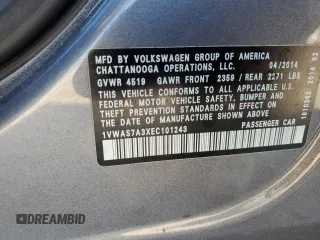 2014 Volkswagen Passat S with VIN 1VWAS7A3XEC101243, listed as a Copart auction lot 43399135 with 103,464 mi miles and Salvage Title. Bid and sale history available at carsss.com. Image 13.