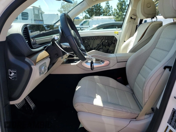 2021 Mercedes-Benz GLS 580 with VIN 4JGFF8GE8MA408511, listed as a Copart auction lot 53691404 with 27,414 mi miles and Salvage Title. Bid and sale history available at DreamBid. Image 7.