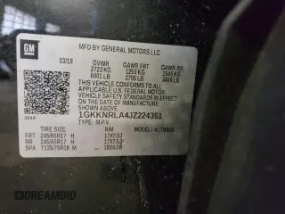 2018 GMC Acadia SLE with VIN 1GKKNRLA4JZ224361, listed as a Copart auction lot 46651134 with Not provided miles and Salvage title. Bid and sale history available at DreamBid. Image 12.