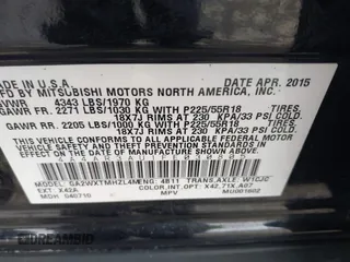 2015 Mitsubishi Outlander Sport ES with VIN 4A4AR3AU1FE030805, listed as a IAAI auction lot 42022887 with 101,332 mi miles. Bid and sale history available at carsss.com. Image 9.
